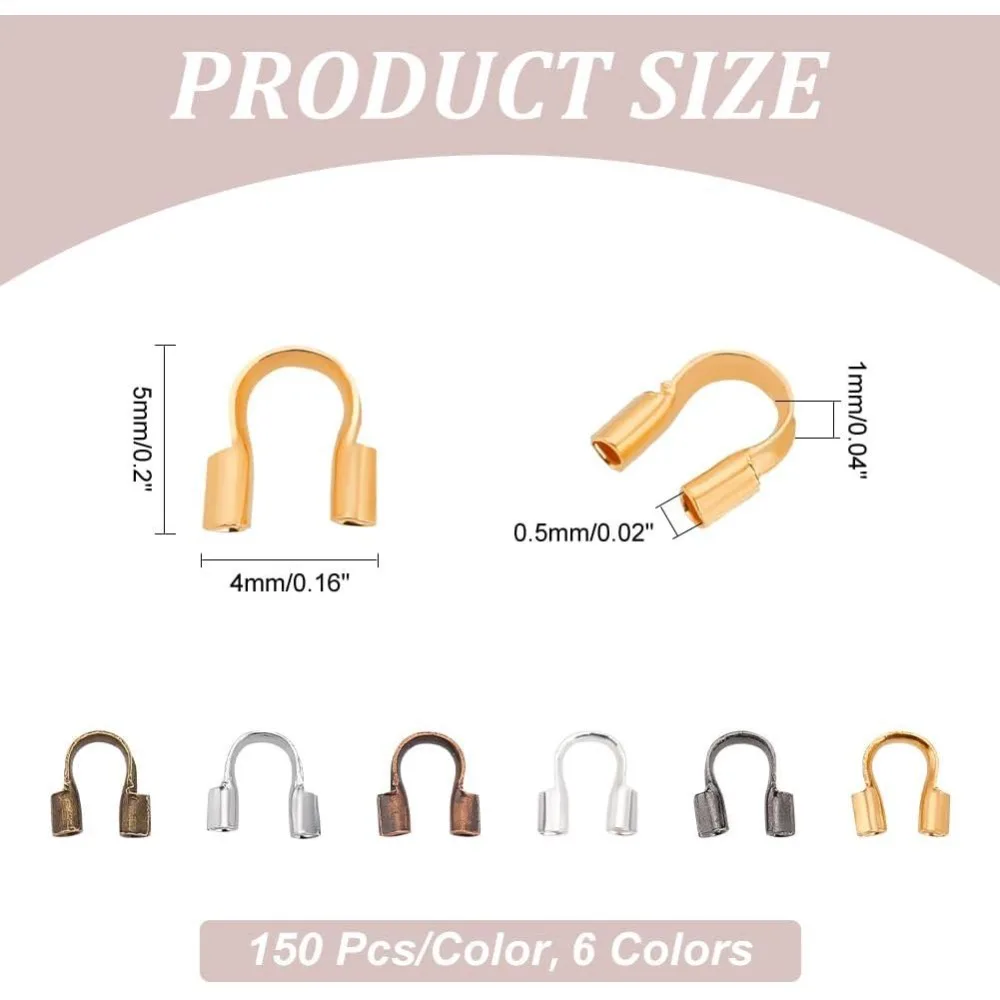 900pcs 6 Colors Brass Wire Guardian Wire Cable Protectors for Bearring Bracelet Necklace Jewelry DIY Craft Making