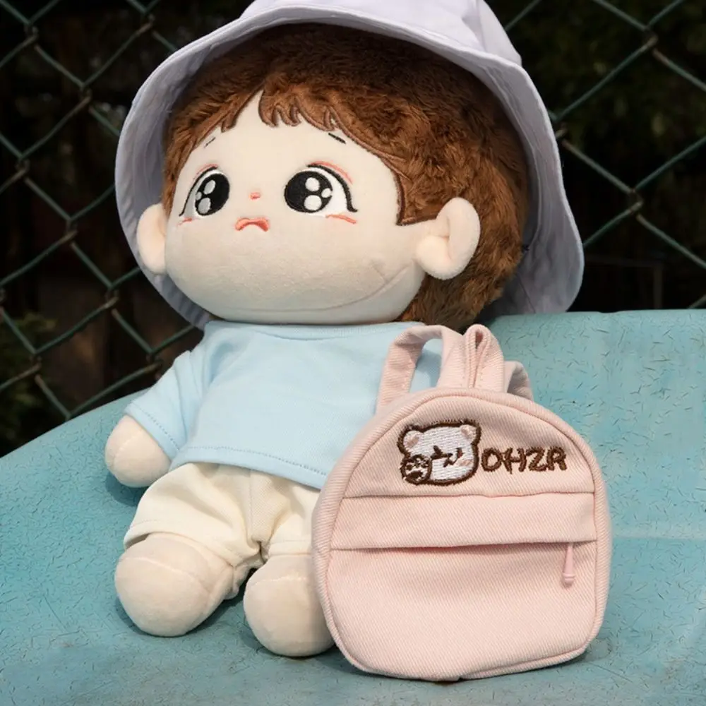 Little Bear Little Bear Embroidery Doll Bag Handmade Embroidery 20cm Cotton Doll Backpack Cartoon Mini Mini Cartoon Backpack