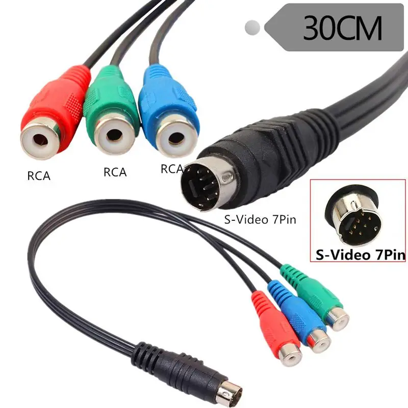 S-Video MD 7-Pin To 3RCA Female AV Line S Terminal To Color Difference Line Component Output Line Set-Top Box To TV Video Cable