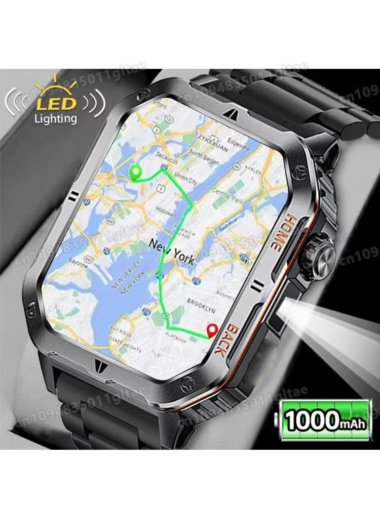 2026 Nieuwe Militaire Outdoor Smart Horloge Heren GPS Zaklamp Bluetooth Oproep 2.01 "AMOLED Scherm 3ATM Waterdichte Sport Smartwatch - afbeelding 2