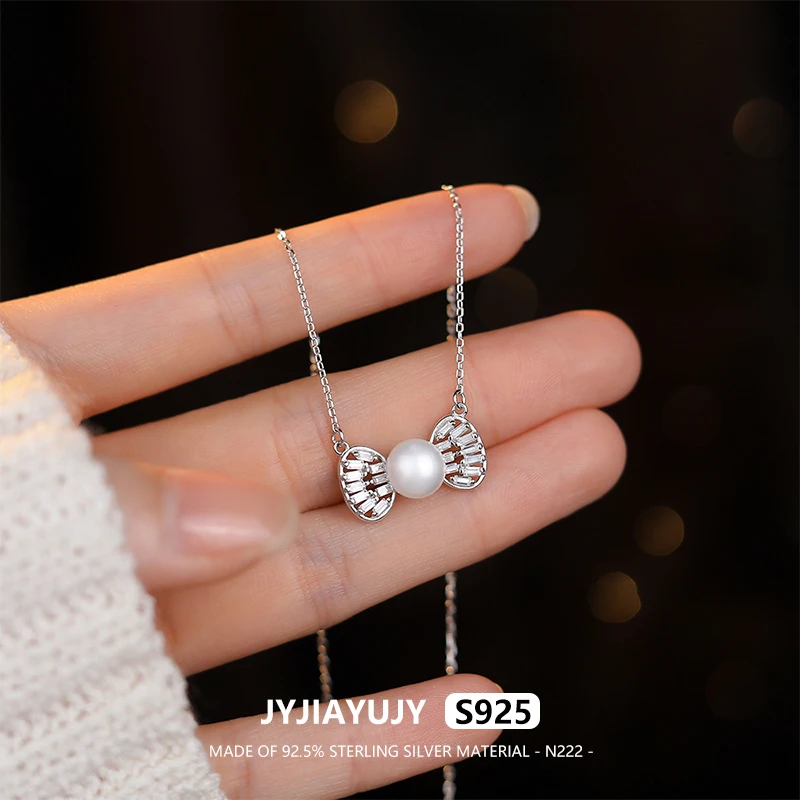 JYJIAYUJY 100% Whole Original Sterling Silver S925 7MM Natural Freshwater Pearls Necklace In Stock Fast Delivery Fashion N222