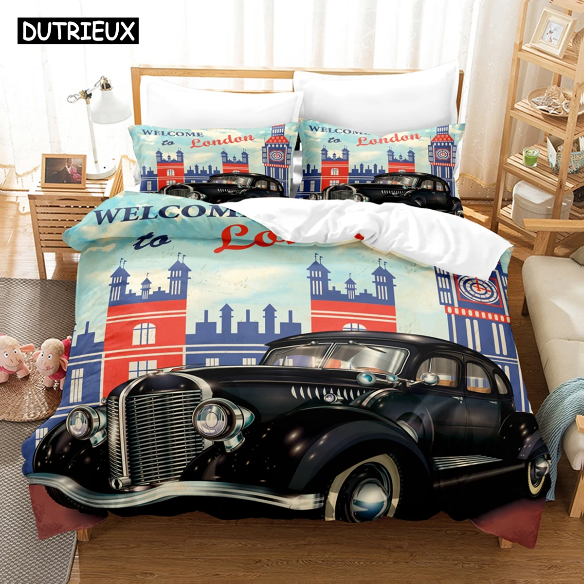 

3D Vintage Vintage Cars Duvet Cover Set With Pillowcase Twin Full Queen King Bedclothes Bed Linen