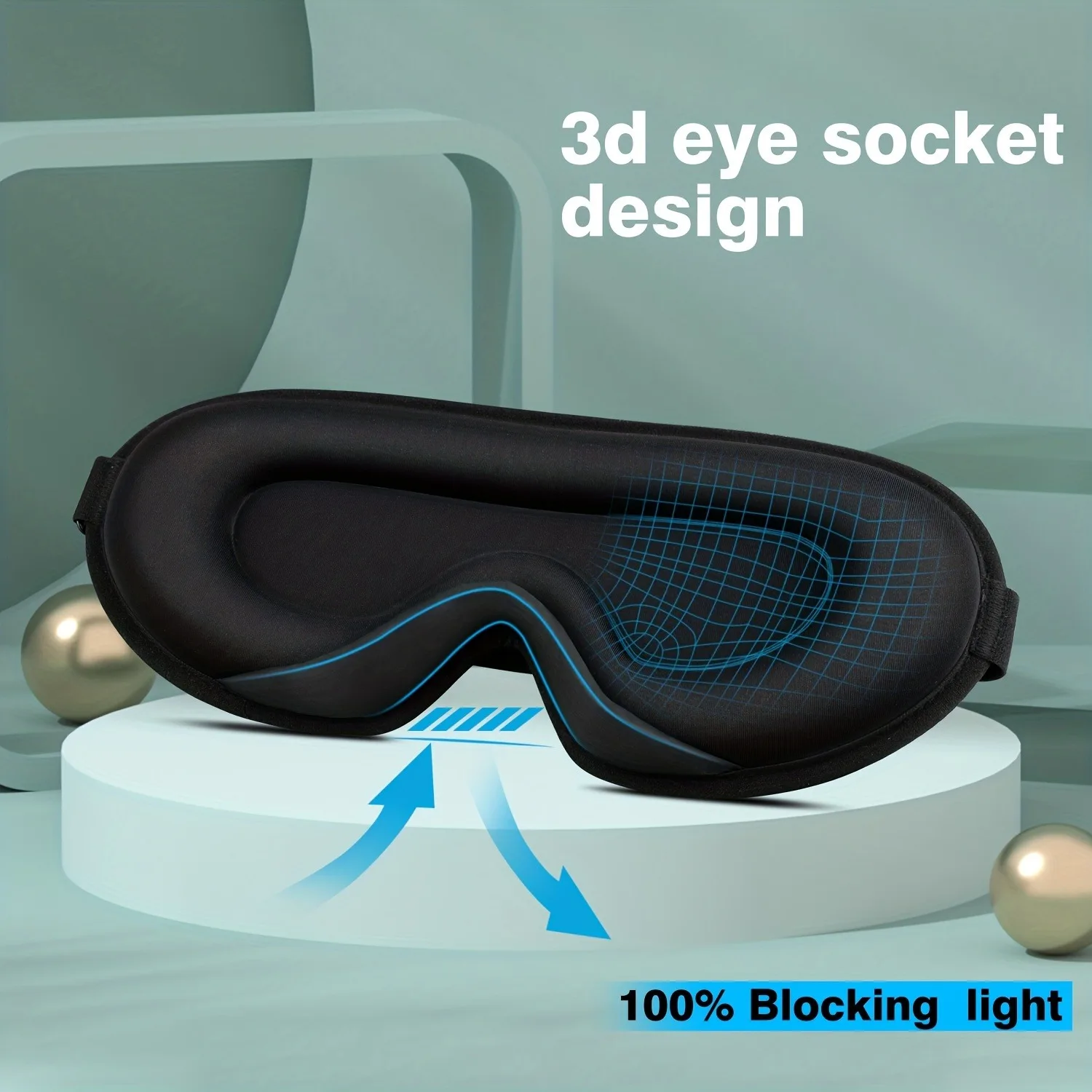 3D Sleep Mask With Noise Ear plug, Adjustable Strap, Light Blocking Night Eye Mask, Soft & Comfortable