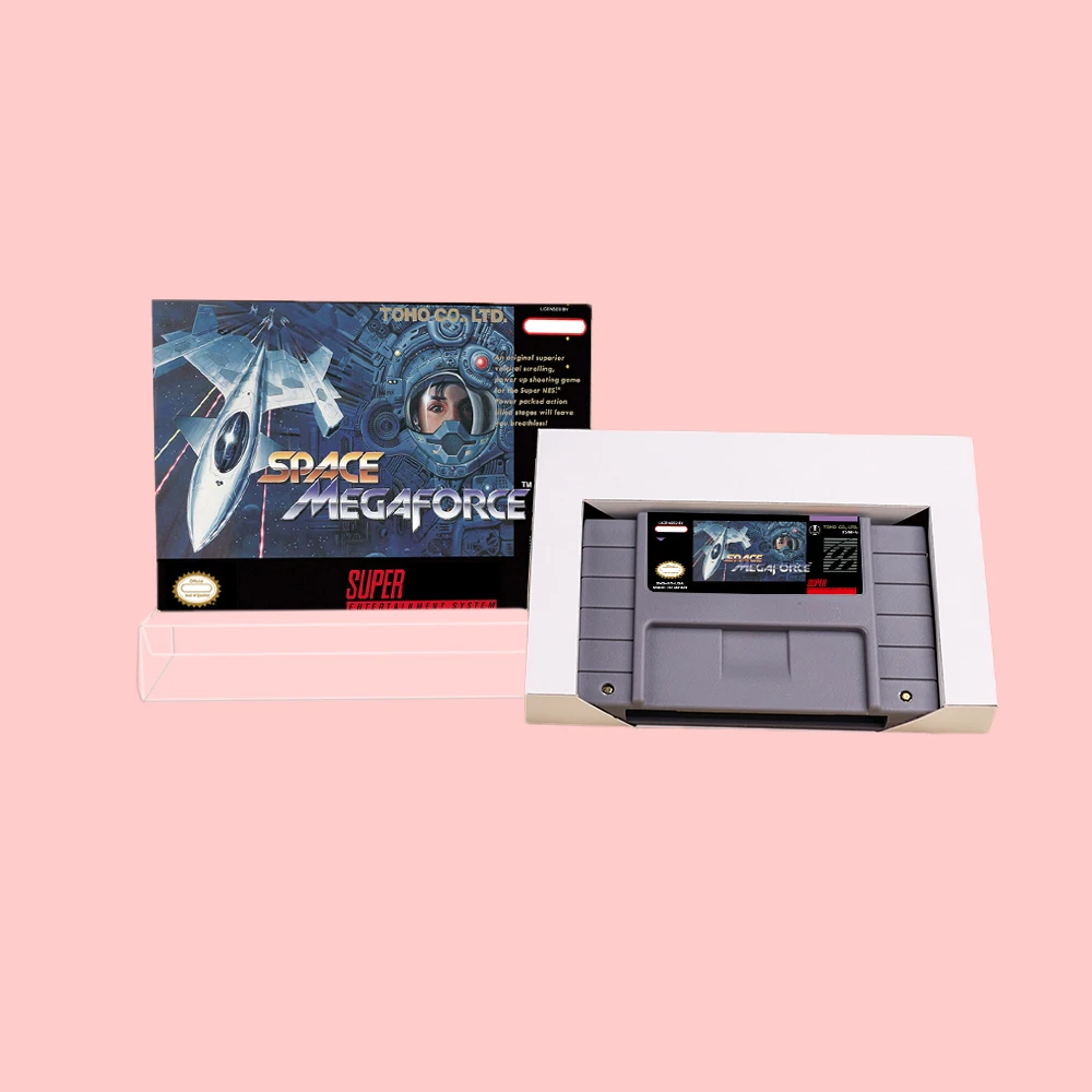 Space Megaforced Game with Box 16 Bit Action Game Card for USA NTSC Version SNES Video Game Console