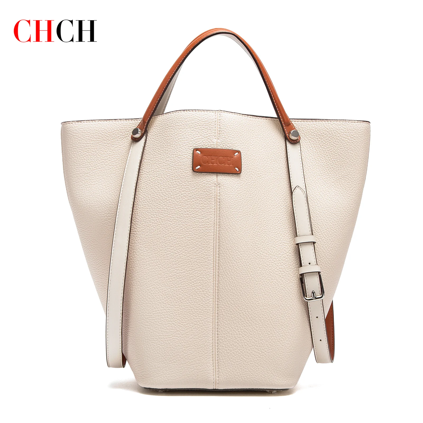 

CHCH Women's Tote Bag New Apricot Dual Use Handbag Simple Large Capacity Business Commuter