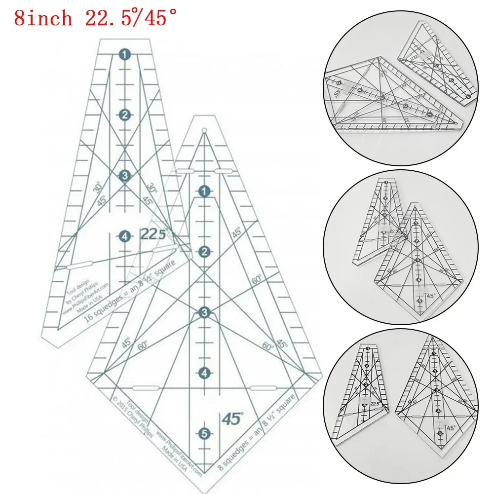 Acrylic Sewing Patchwork Ruler Squedge 22.5° Sewing Template Ruler Patchwork Quilting Ruler DIY Sewing Stencil Tool