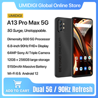 UMIDIGI A13 Pro Max 5G Smartphone Android 12,Dimensity 900,12GB RAM 256GB ROM,64MP Sony IMX686 Camera,90Hz 6.8 ''FHD+ Cell Phone