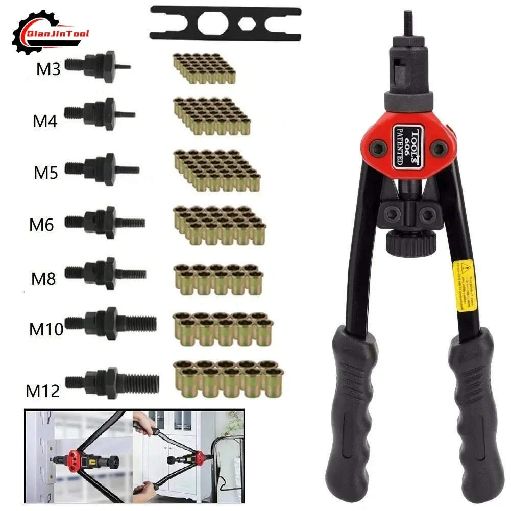 BT-606 Rivet Nut Gun Tool Hand Riveter Interchangeable Mandrel Insert Threaded Nut Rivet Drilling Rivet Tool M3-M12 Spare Part