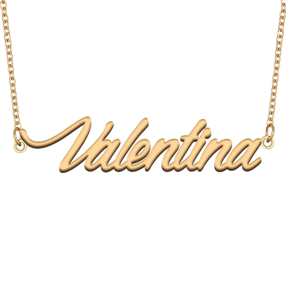 

Valentina Name Necklace for Women Jewelry Stainless Steel Gold Color Nameplate Pendant Font Letters Choker Necklaces