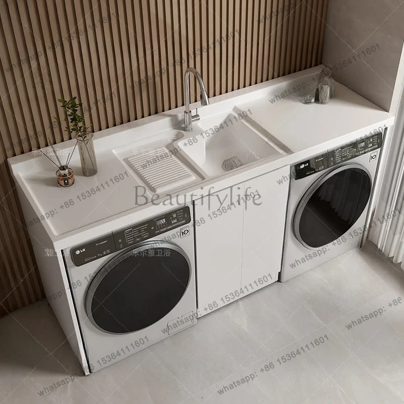 honeycomb board balcony cabinet double washing machine dryer cabinet double machine position laundry pool basin integrated