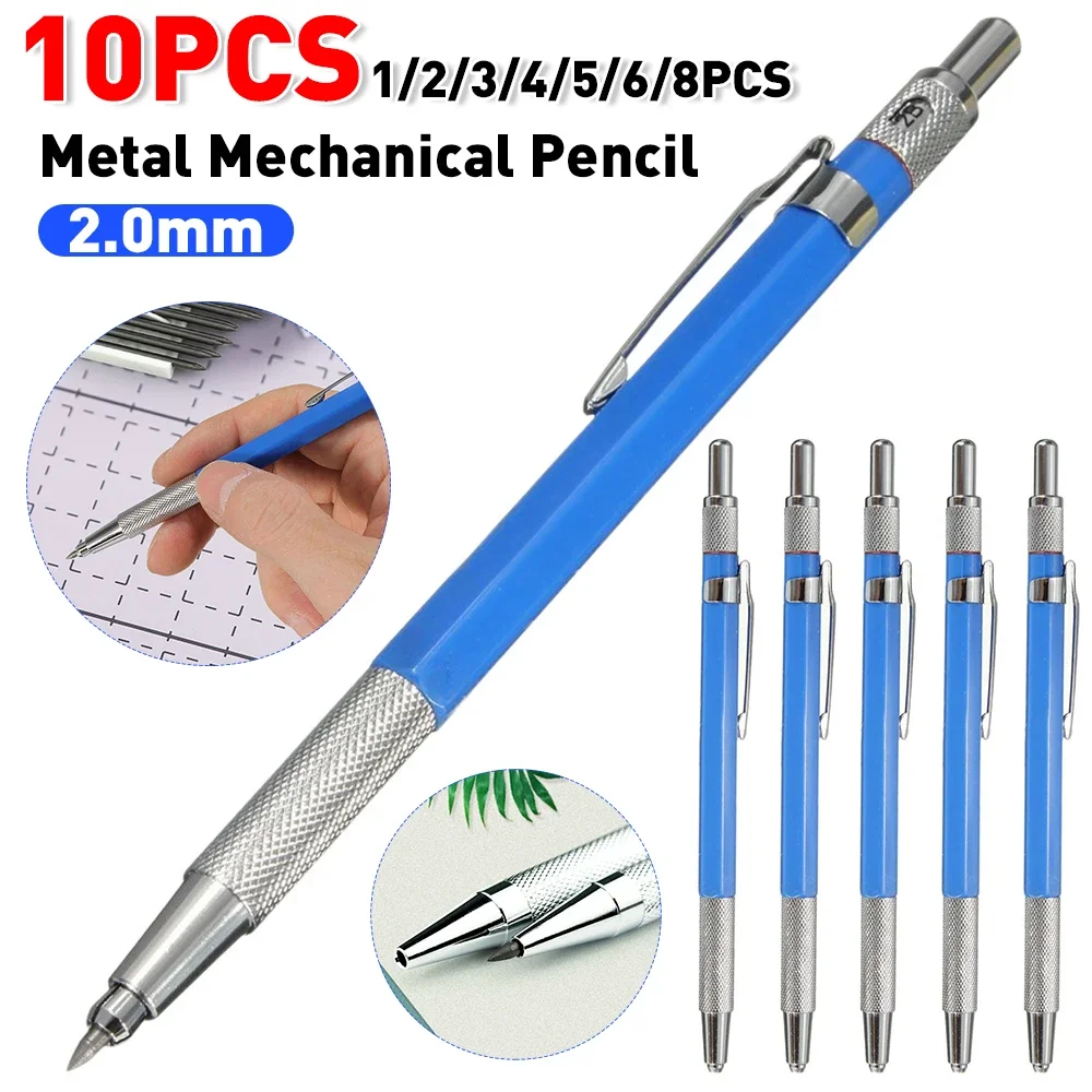 

Mechanical Pencil Set 2.0mm Full Metal Art Drawing Painting Automatic Pencil with Leads Office School Supply Writing Art Supplie