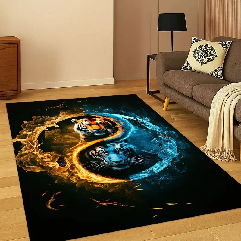 Yin Yang Symbol Chinese Tai Chi Carpet Rug for Bedroom Living Room Sofa Playroom Doormat Home Decor,Kid Game Area Rug Non-slip
