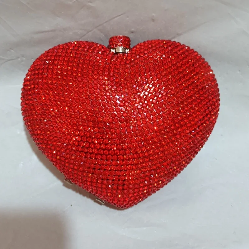 

Women Heart Shape Rhinestone Clutch Bags Purse For Wedding Party Prom Crystal Clutches Bags Lady Diamond Evening Bag Wallet Blue