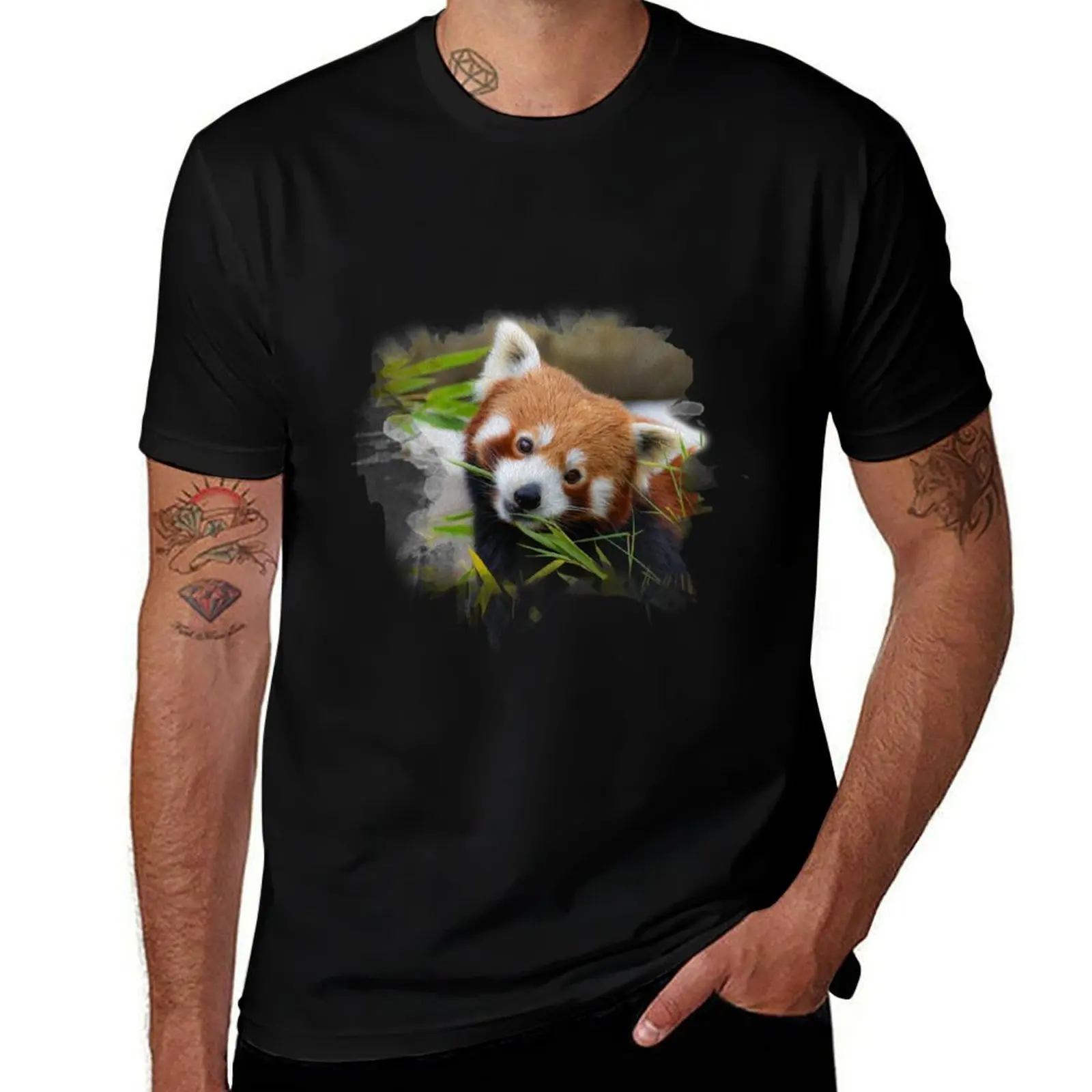 Little red panda close up T-Shirt Big and Tall Casual T-Shirt