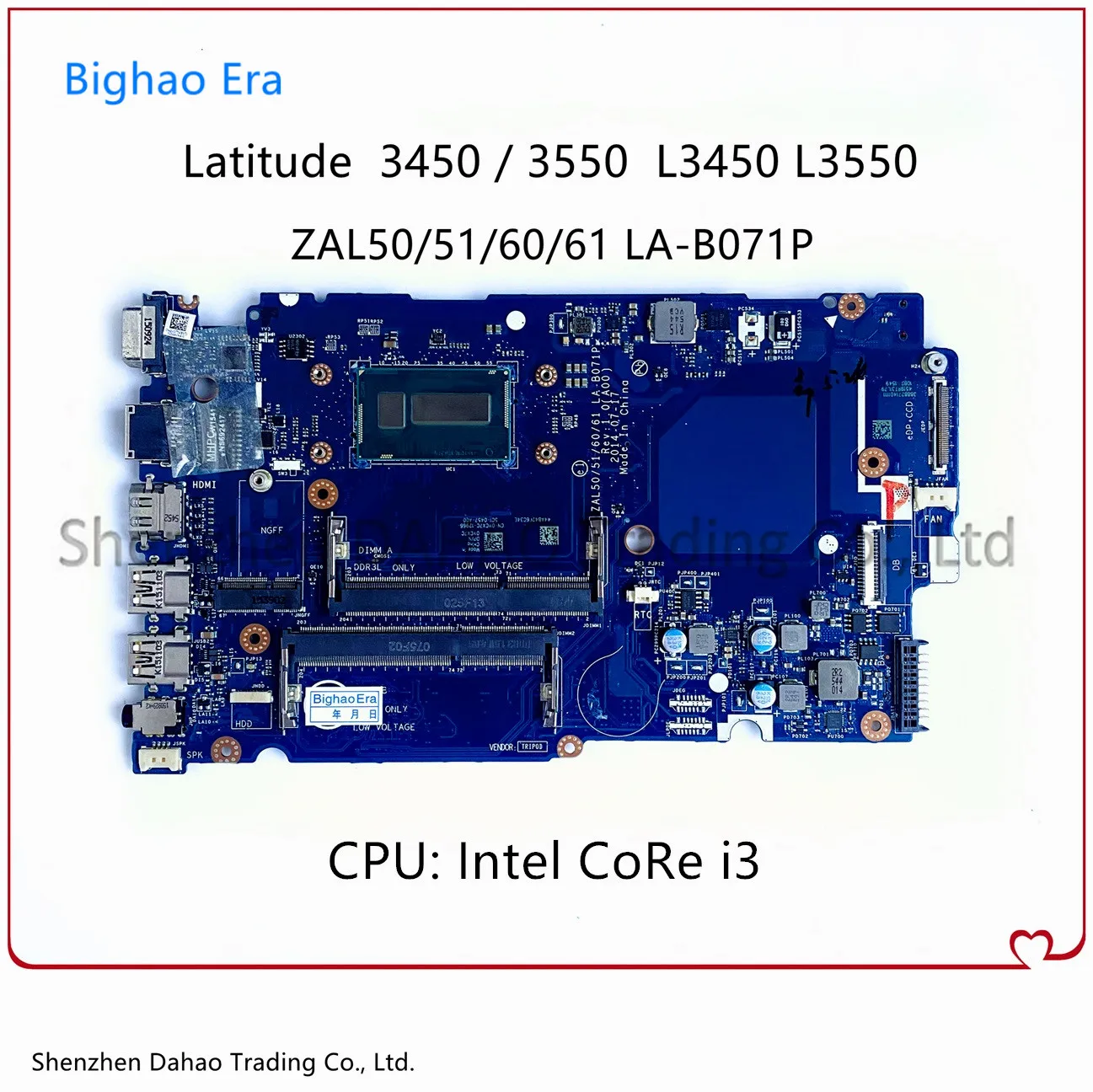 

For DELL Latitude 3450 3550 L3450 L3550 Laptop Motherboard With i3 CPU LA-B071P Mainboard CN- 0YCX7C 0YCX7C 068RW5 01WX80 019XXT