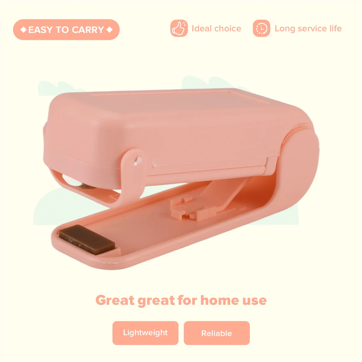 Sealer Plastic Package Storage Bag Mini Sealing Machine Handy Sticker and Seals for Food Snack Kitchen Accessories PinkN02R