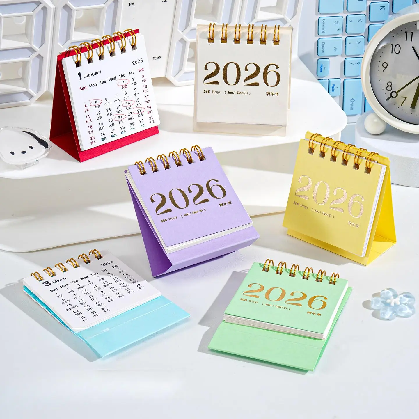 1/4pcs Cute 2026 Desktop Calendar Monthly Dated Compact Calendar for Office Travel English New Year Gift Nov 2025-Dec 2026