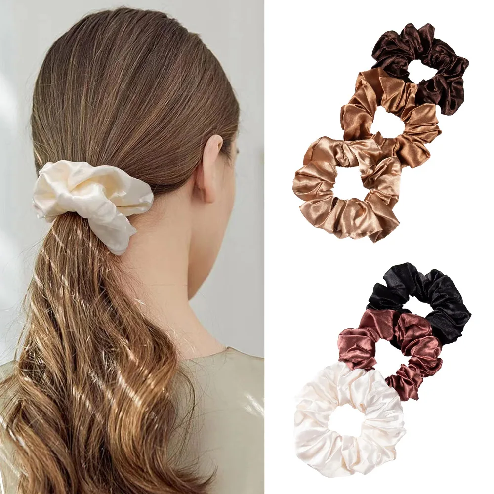 10/30/50PCS Elegant Satin Hair Scrunchies Girls Elastic Rubber Hair Band Solid Color Ponytail Holder Ties Hair Accessories