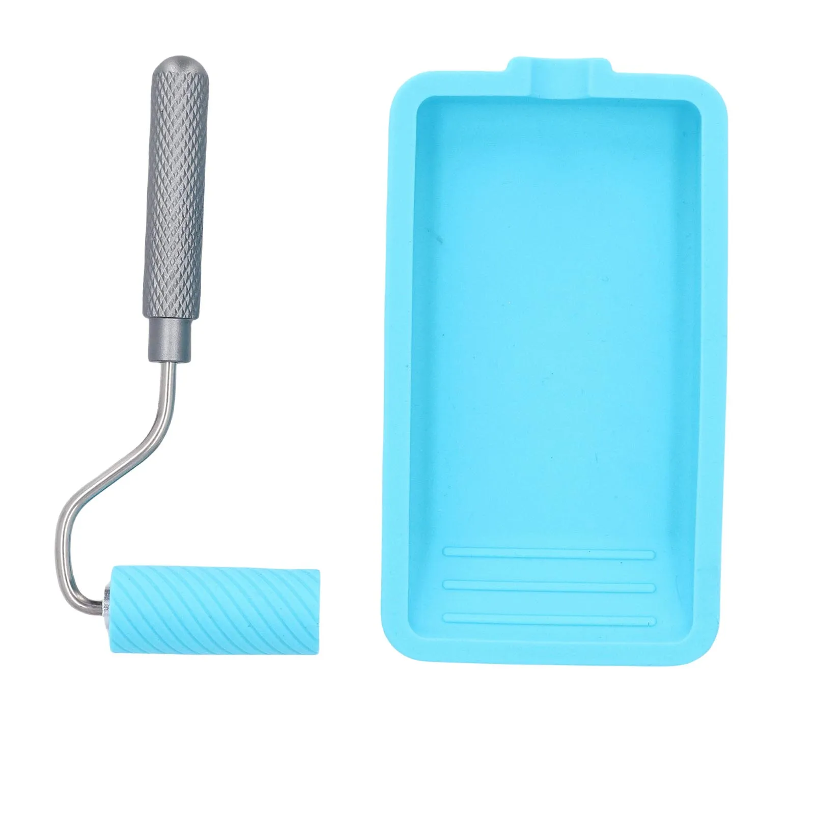 Silicone Paint Roller Silicone Paint Roller and Tray Set Reusable Soft Adhesive Latex Roller and Tray for Woodworking Crafts
