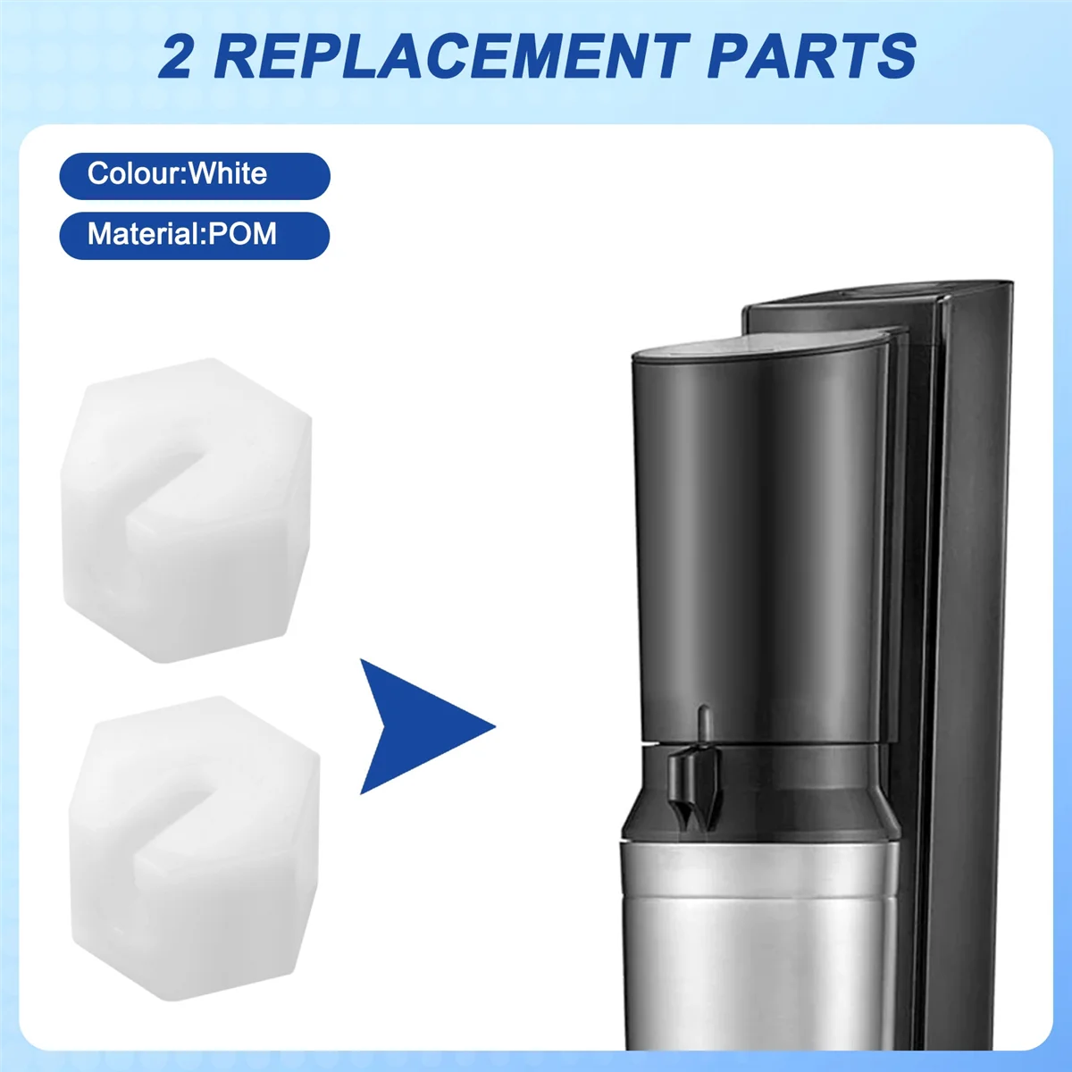 SodaStream Crystal 1.0 2.0 Nozzle Replacement Nuts Set of Two, Quick-Fit CO2 Connector, Safe Gas Seal