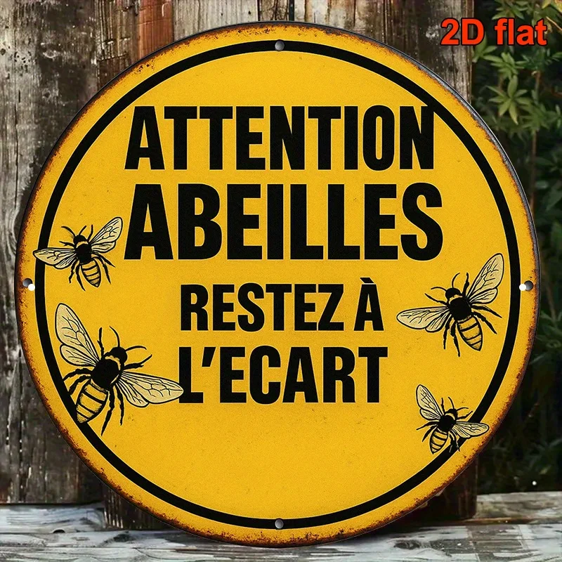 2D Flat, 1pc, 20x20cm  Round French Aluminum Sign, 