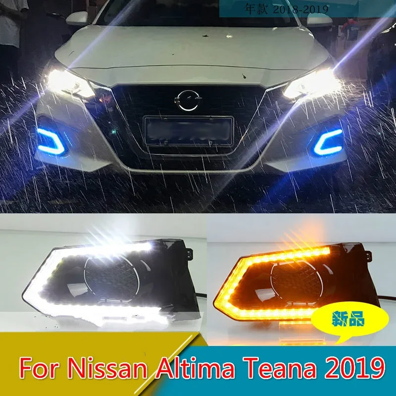 2PCS LED Daytime Running Light Waterproof Car 12V LED DRL fog Lamp with Turn Signal style Relay For Nissan Altima Teana 2019