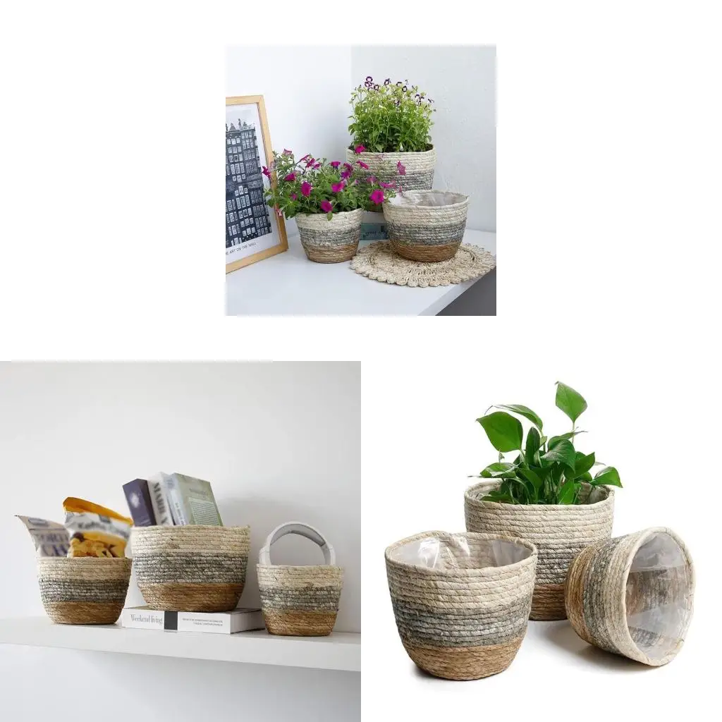  Woven Plant Basket Indoor Planter Woven Plants Pot Decorative Outdoor Planting