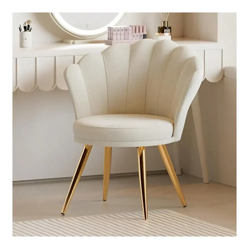 

Velvet Accent Chair With Gold Metal Legs, Vanity Chair For Makeup Room, holstered Guest Chair For Living Room, Side Chair For