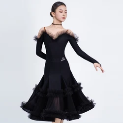 2026 Winter Latin Dance Competition Costume Girls Long Sleeved Latin Dance Dress Kids Samba Tango Rumba Dancing Dresses SL11380