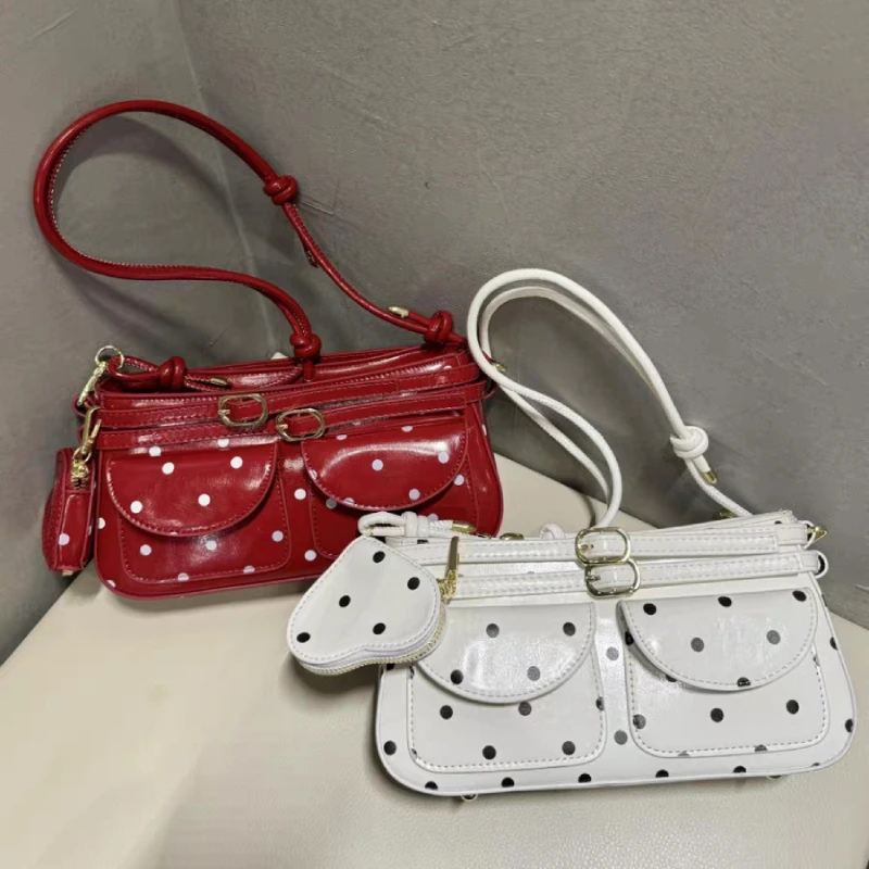 

Сумка через плечо с несколькими карманами, маленькая квадратная сумка в горошек, женская сумка на ремне, повседневная рабочая сумка для поездок на работу