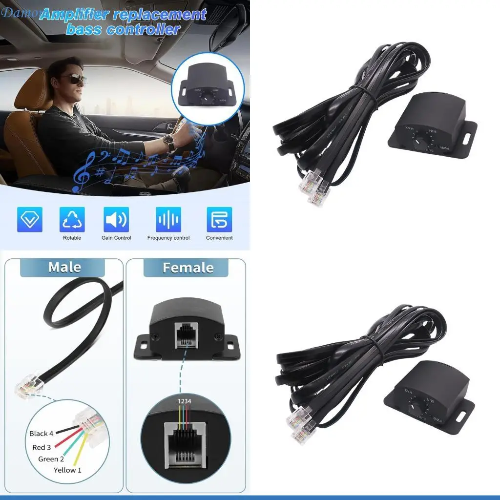 A2UC Easy to Install Auto Sound Bass Knob with Power Light Engine Low Control Knob for Customizable Sound Output