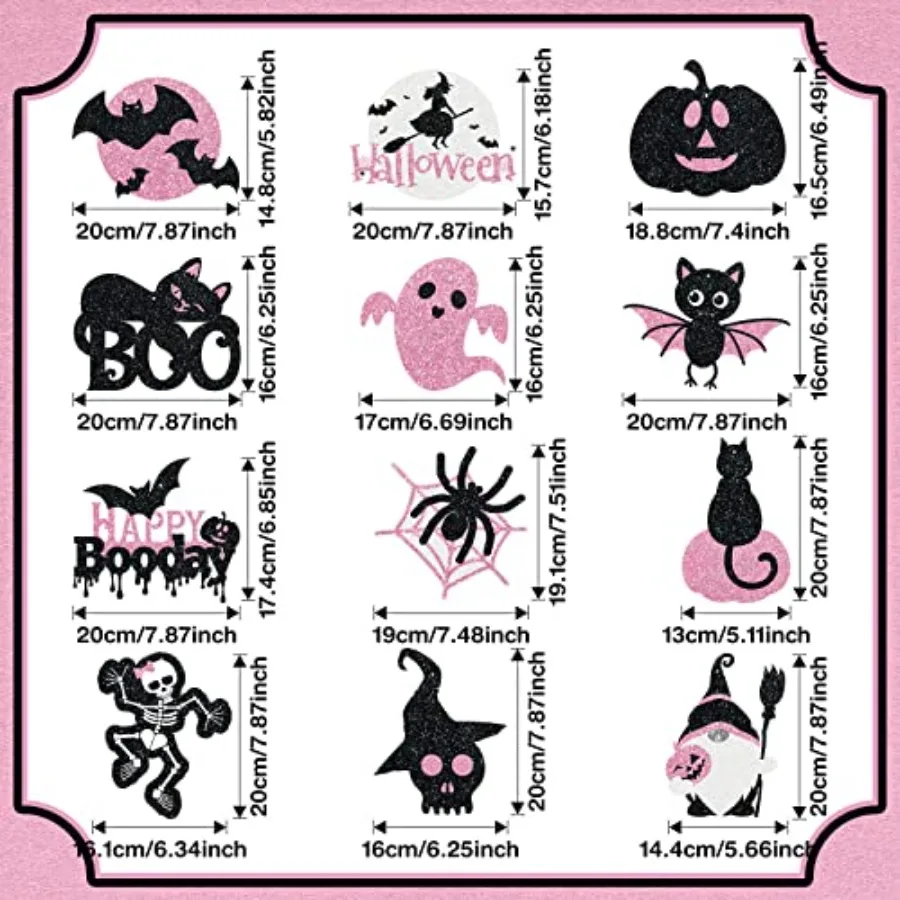 36 قطعة من زينة الدوامات المعلقة للهالوين للاستخدام الداخلي في الهواء الطلق، حلزونية دوارة للسقف Happy Boo Day مع غهو باللونين الأسود والوردي