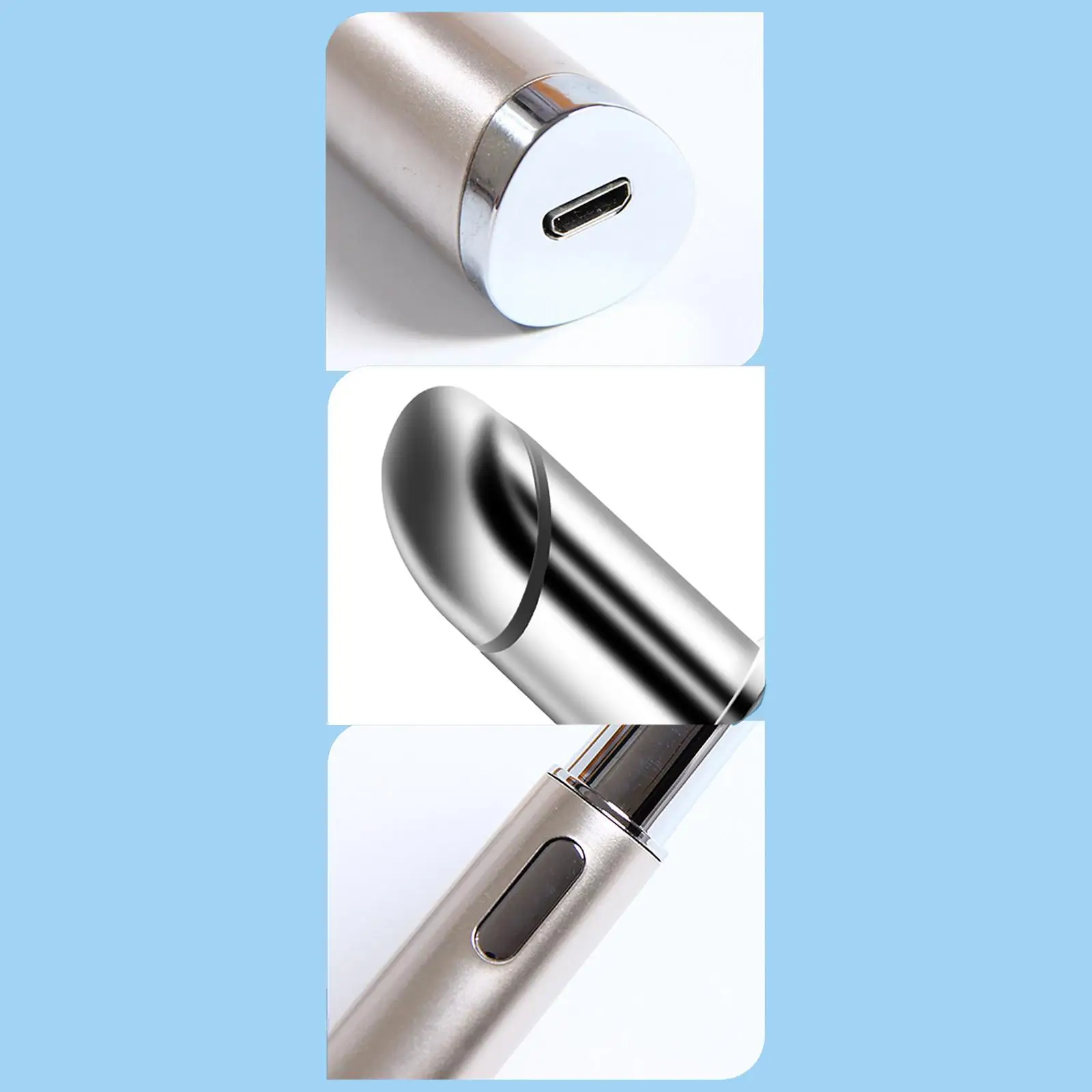 เครื่องนวดตาไฟฟ้าแบบพกพาพร้อมระบบสั่นสะเทือนและให้ความร้อน 42 ° ปากกา C นวดหน้า ลดเลือนริ้วรอย