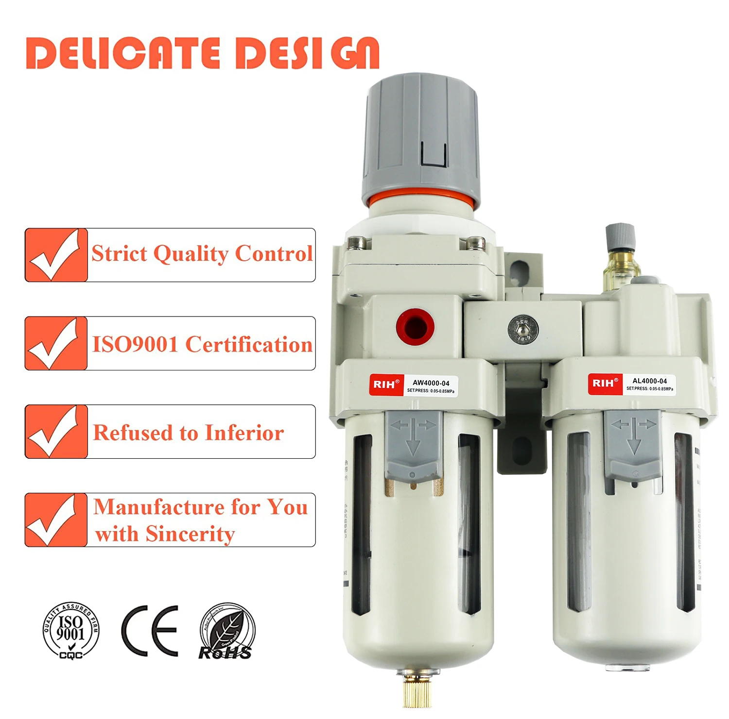 AC4010-04 AC5010 Pneumatic Pressure Regulator Oil Water Separator Manual Drainage Compressor Air Filter Moisture