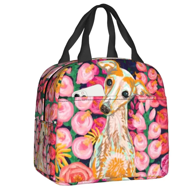 Bolsa tote de almoço isolada personalizada para festa de jardim galgos lurcher para mulheres, refrigerador quente, lancheira térmica, acampamento ao ar livre, viagem