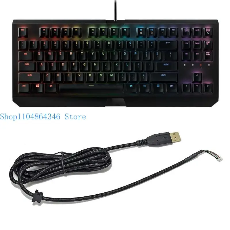 652F Gold Plated Durable Nylon Braided Line USB Keyboard Cable Replacement Wire for X Keyboard