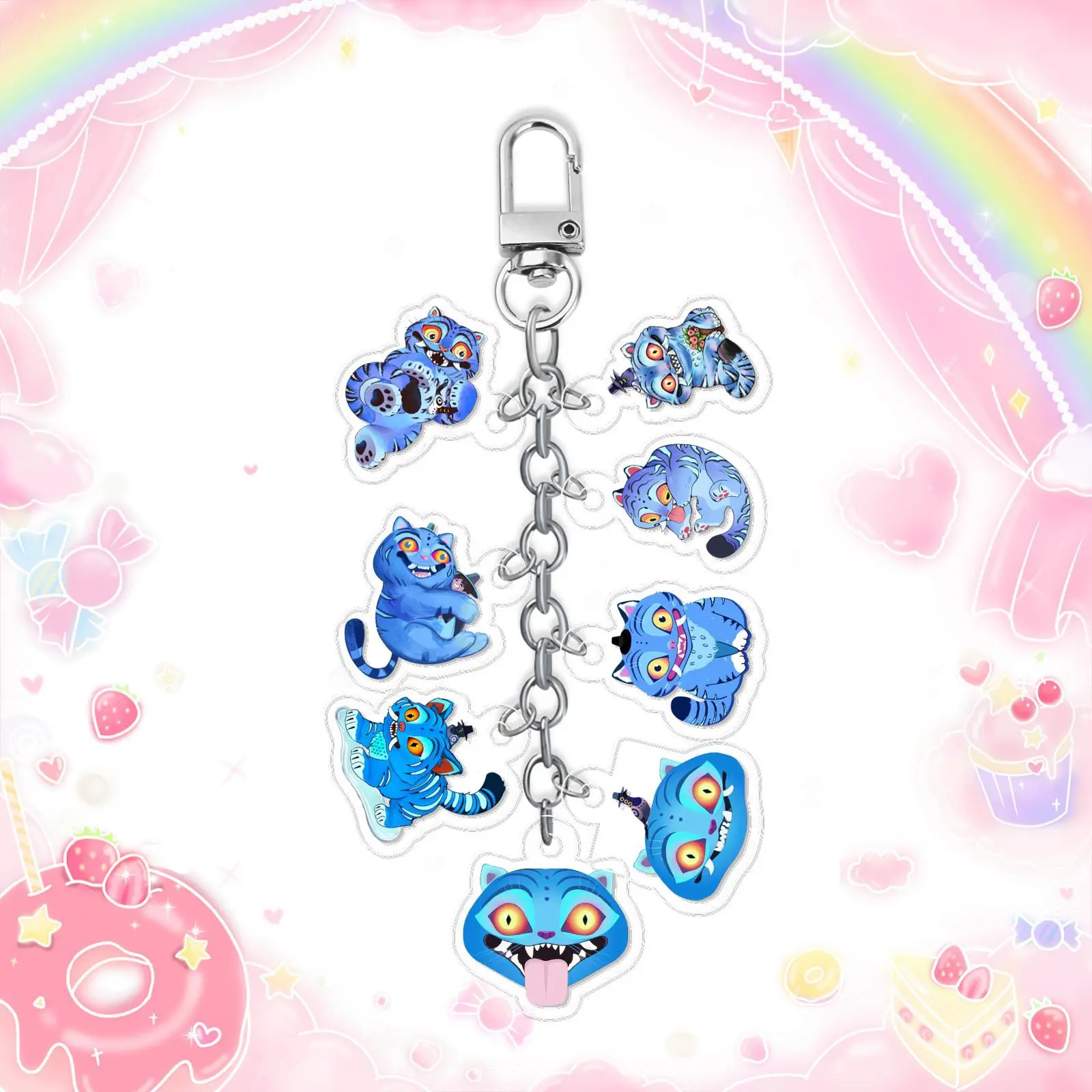 

kpop Demon Hunter Acrylic Charm Keychain, Demon Hunter Girl Group, Blue Cat Shaka Male Group Anime Pendant, DIY Bag Accessory, C