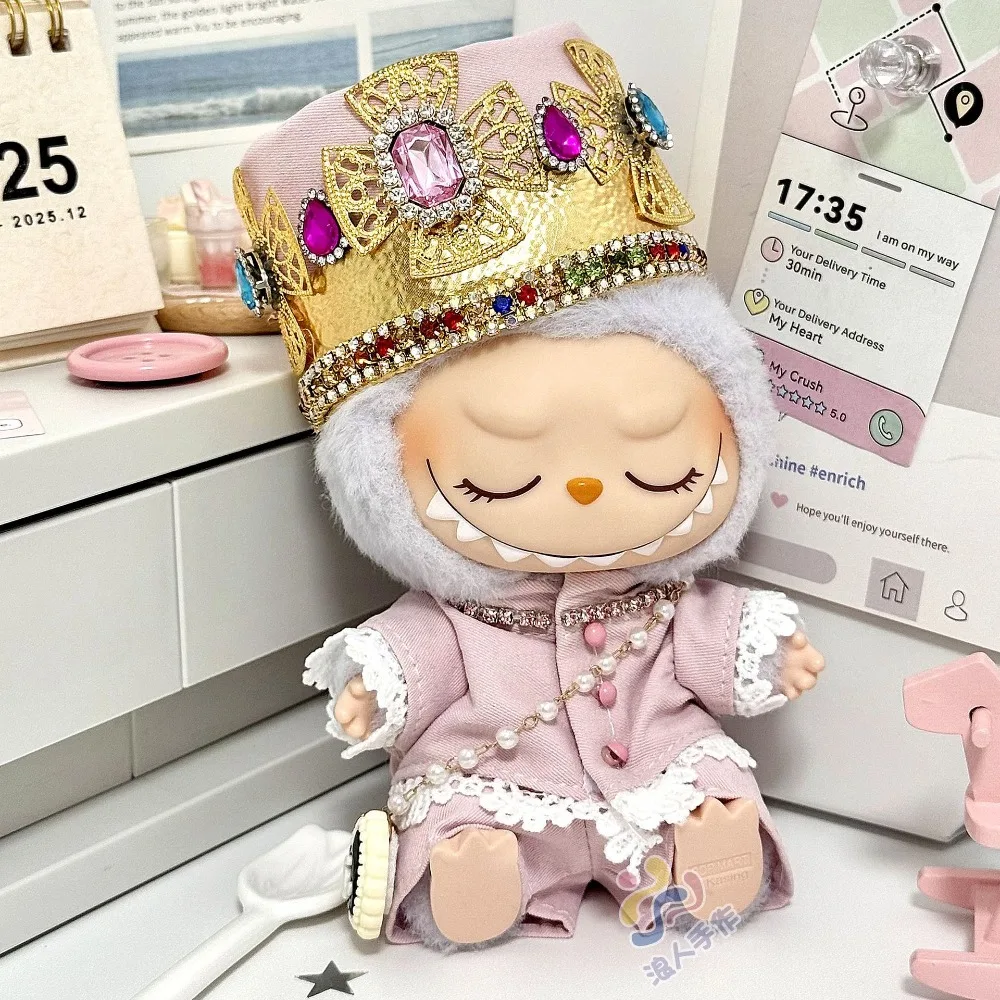 

For Labubu Clothes 17cm G-D Same Style Zimomo Red Rose Green Suit Pink Suit Set Collection Baby Dress No Doll Only Outfits