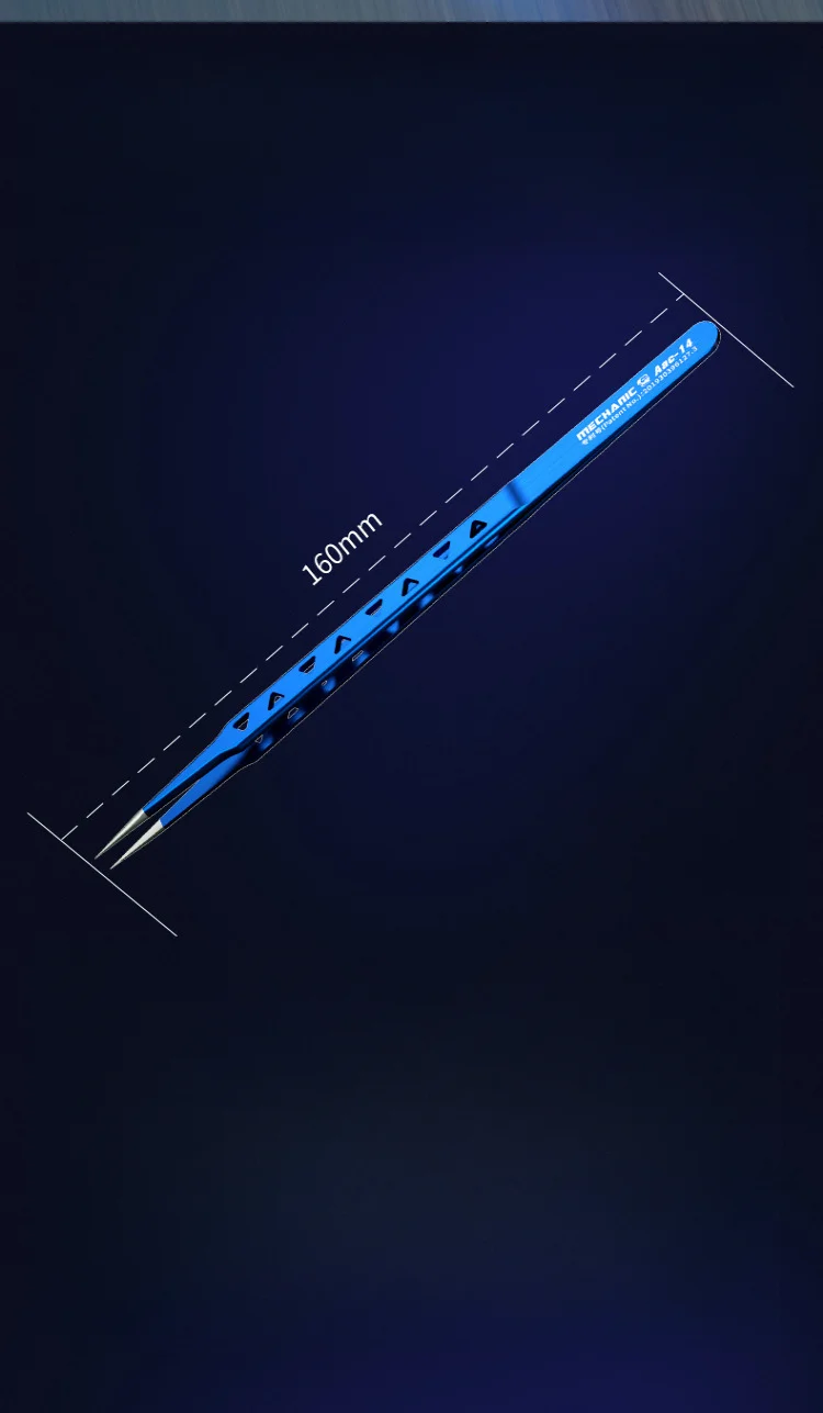 AAC14 Tweezers for Electronic Component Handling with Heat-Dissipating Design and Extended Ergonomic Handle Structure