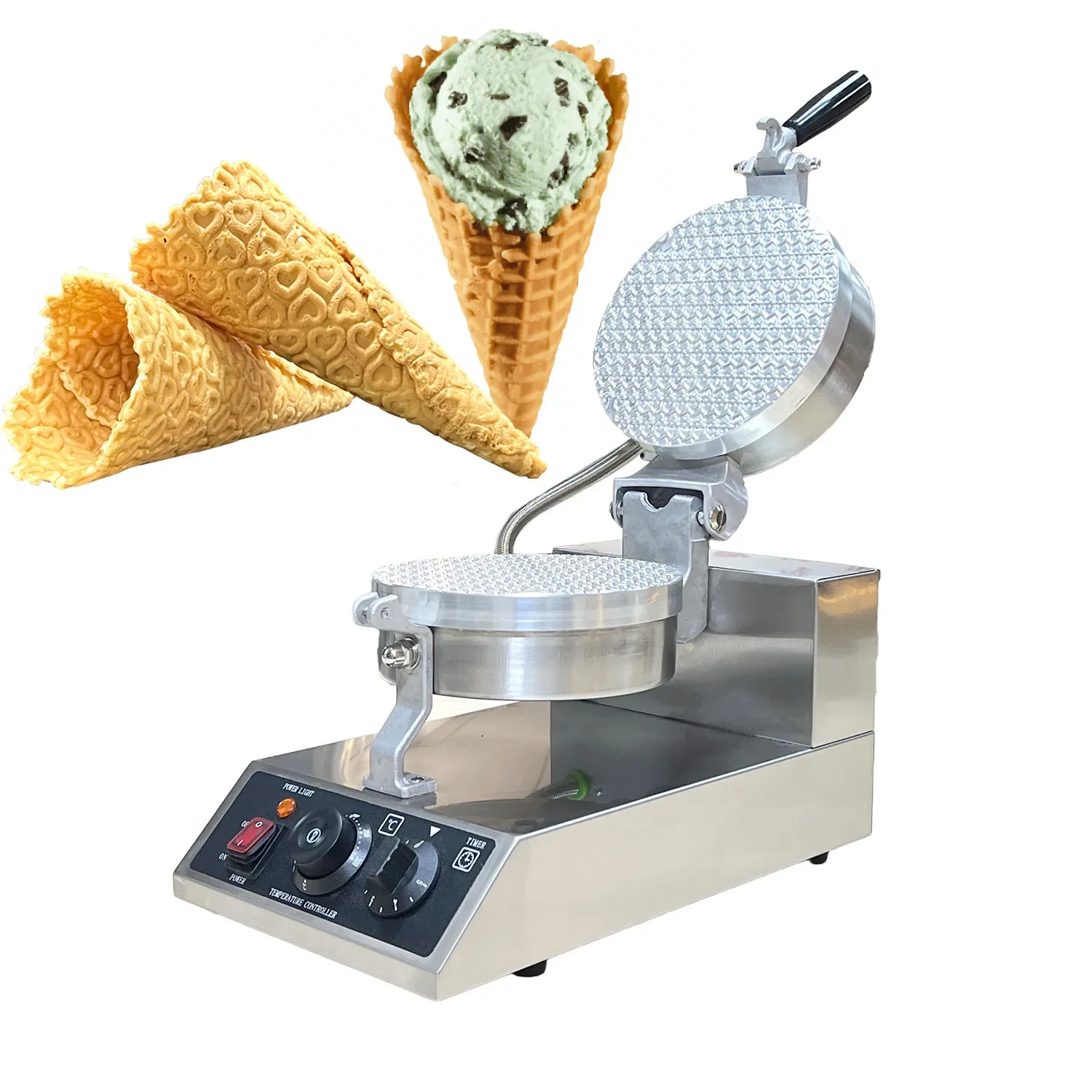 Commercial Waffle Cone Maker Machine For Small Business Custom Mold Nonstick Plate With Personalized Logo Ice Cream Cone Machine