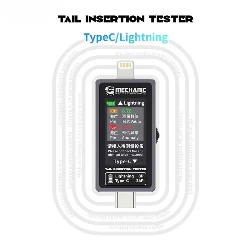 Mechanic T-824 Mobile Phone Tail Insertion Detector Digital Display Current Power Check No Disassembly Independent Pin Tool