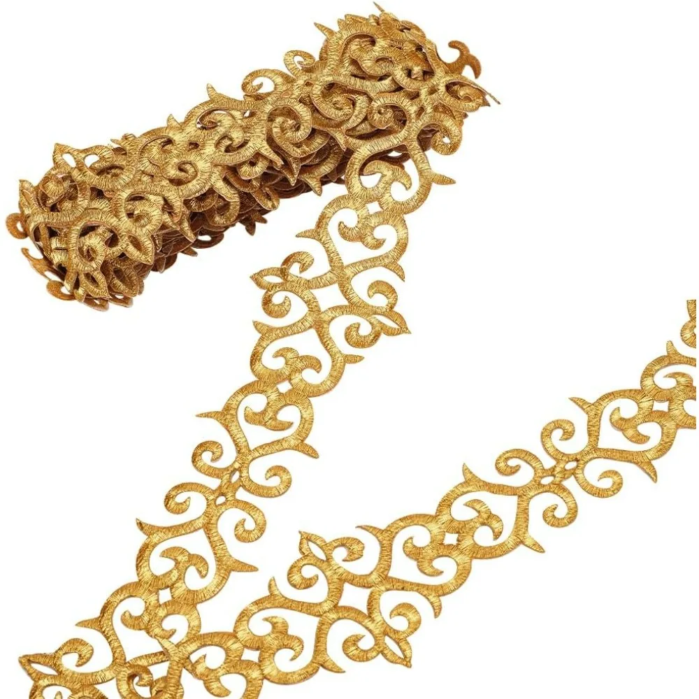 

4.37 Yards Embroidery Lace Trim 2.8 Inch Wide Embroidery Floral Trimming Iron on Metallic Heart Lace for Sewing Costumes