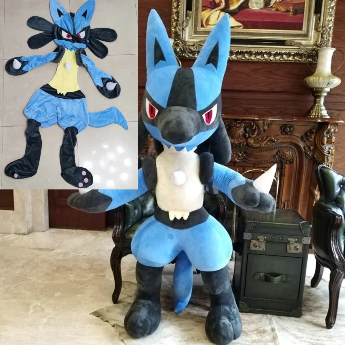 

180cmBig SizeJustClothes WithoutFiller Pokemon Plushies Standing PoseLucario Stuffed AnimalPlushiesDoll Note:Only Leather Shells