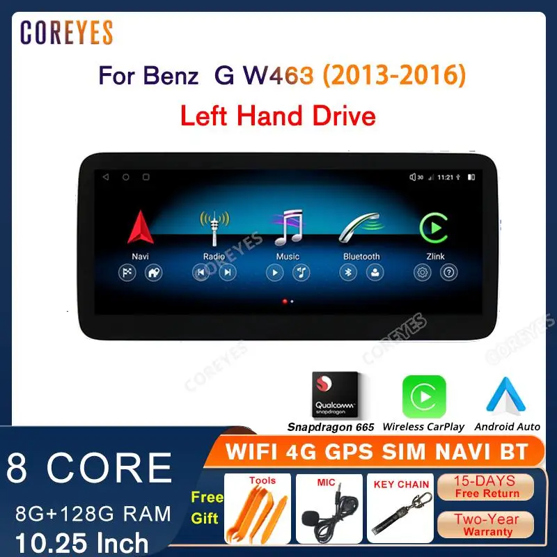 

COREYES 10.25" Car Radio For G Benz W463 2013-2016 NTG 4.5 Carplay Stereo Multimedia Android Auto Touch Screen Snapdragon 665