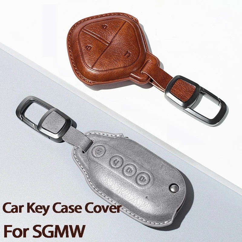 

Leather Car Key Case Cover For SGMW Wuling Baojun Air Yep KiWi EV E100 630 510 730 610 530 560 RS-5 Key Shell Keychain