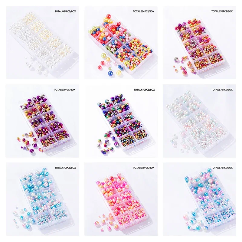 Boxed No Hole Imitation Pearl ABS Beads Hand Press Rivet Pearls for Hats/Shoes/Clothes/Bags/Skirt DIY Accessories