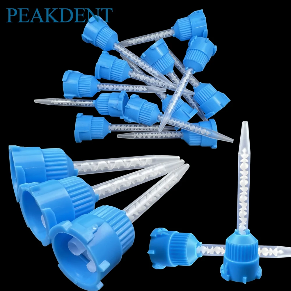 

50pcs Blue Disposable Dental Mixing Tips Silicone Rubber Mixing Head Dentistry Silicone Rubber Gun Conveying Mixing Head Tube