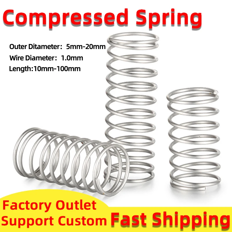 

10PCS Stainless Steel Compression Spring Compressed Spring Wire Diameter Y-Type Rotor Return Spring 2.0mm