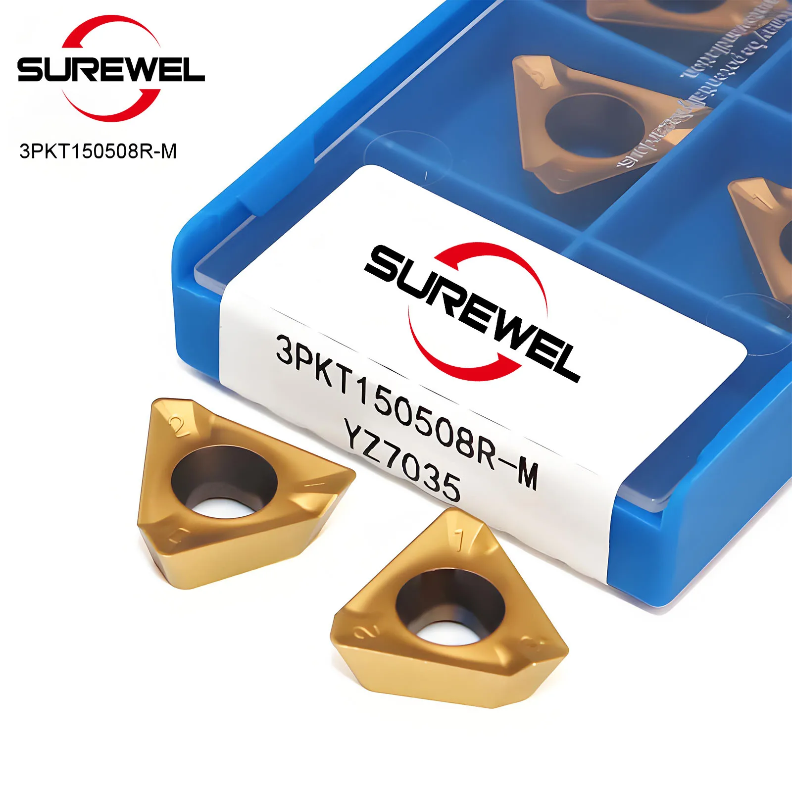 

SUREWEL Carbide Insert Lathe Part Tool 3PKT060304R~3PKT150508R-M YZ7030, 3PKT Modular Milling Cutter, Threaded Locking Teeth