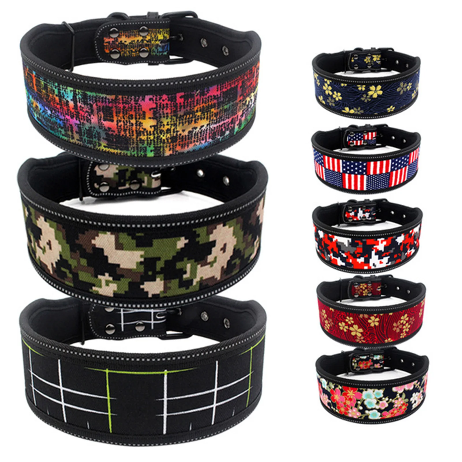 Comfortable Breathable Dog Collar Waterproof High-Gloss Reflective Dog Collar Adjustable Buckle For Medium And Large Dog